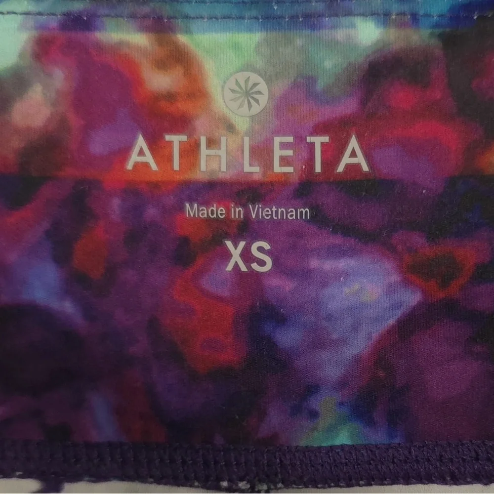 ATHLETA Floral Fade Sonar Capri Leggings Watercolor Back Zip‎ Pocket Size XS